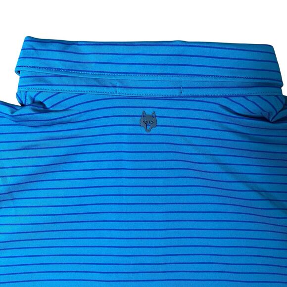 Greyson Polo Mens XXL Green Striped Performance Golf Purple Wolf Logo Collar - Picture 9 of 9